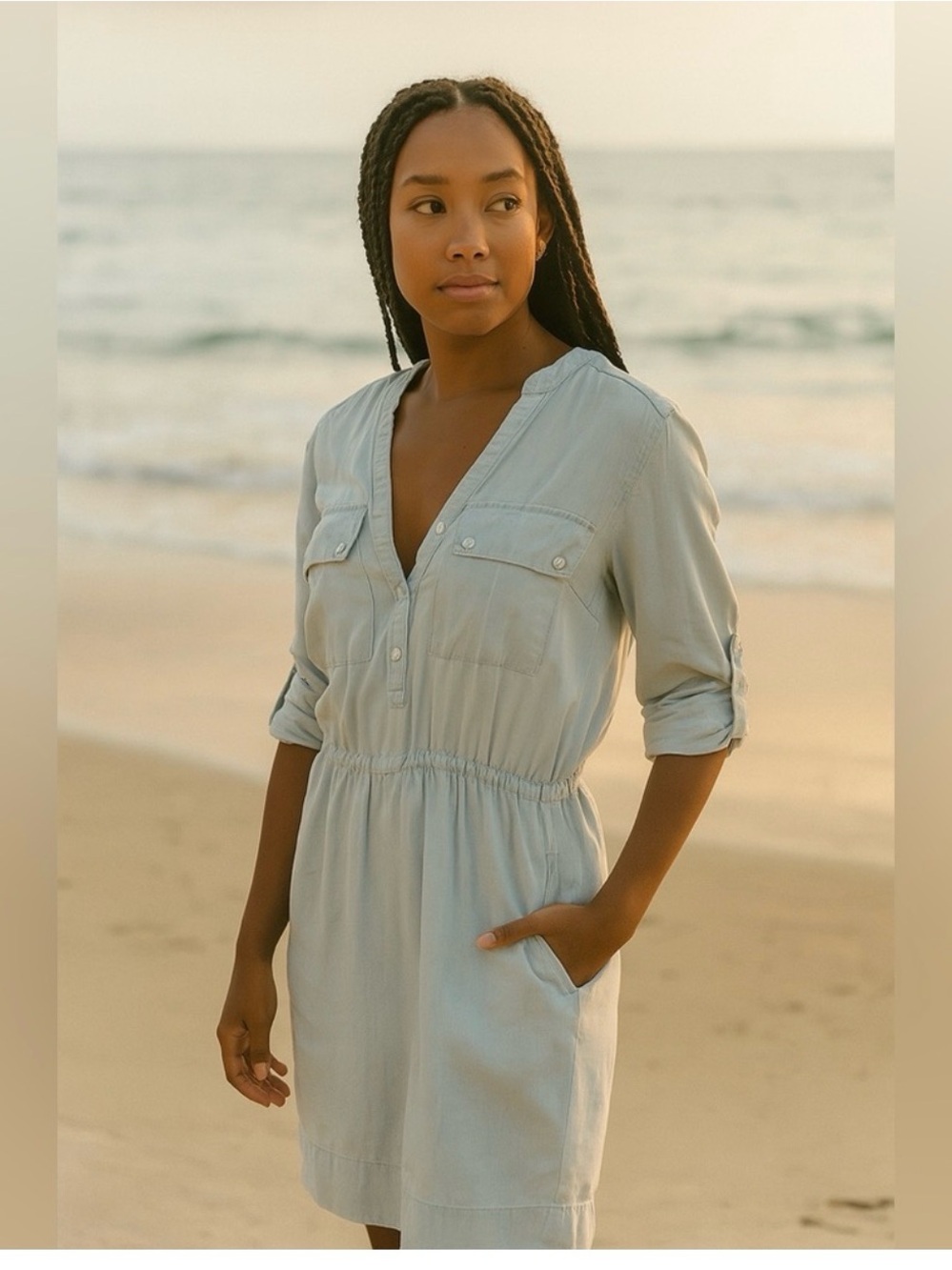 GAP Light Blue Women's Shirt dress 100% lyocell fabric